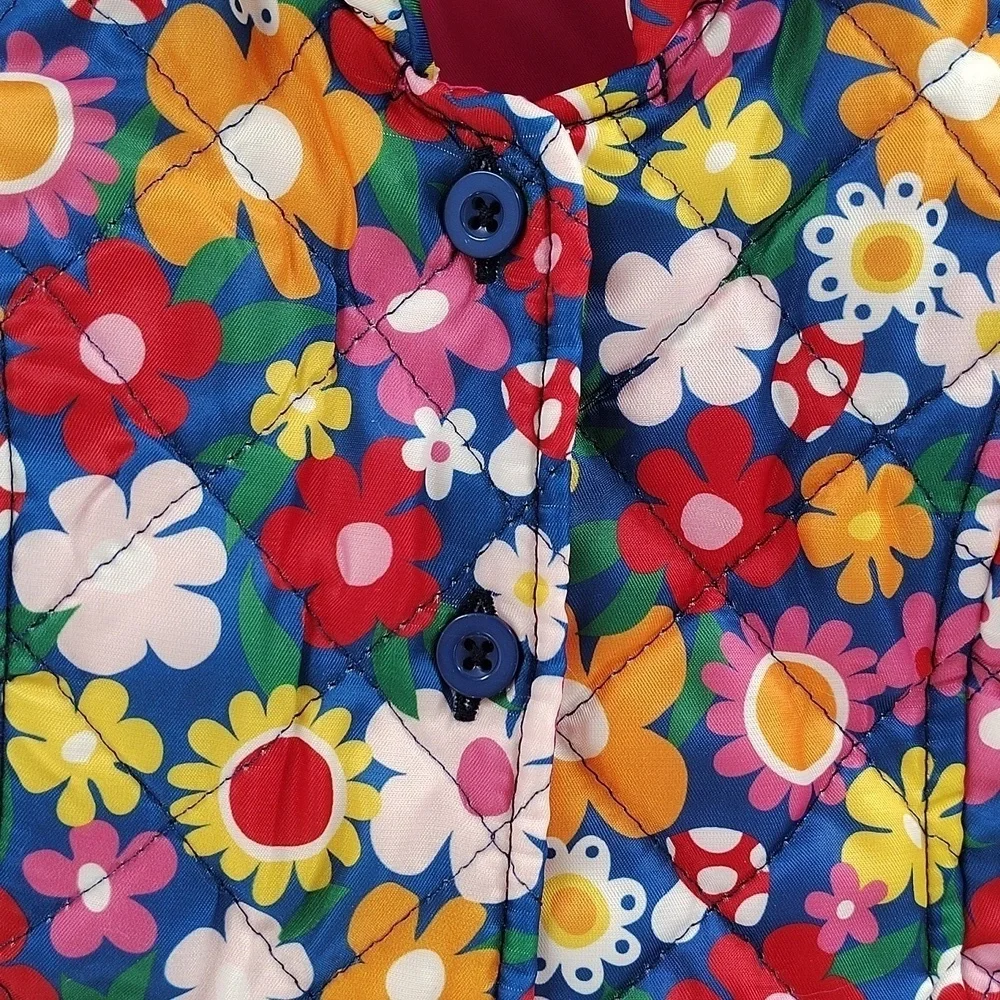 Baby Essentials Button Up Quilted Puffy Vest Multicolor Floral Print Multiples